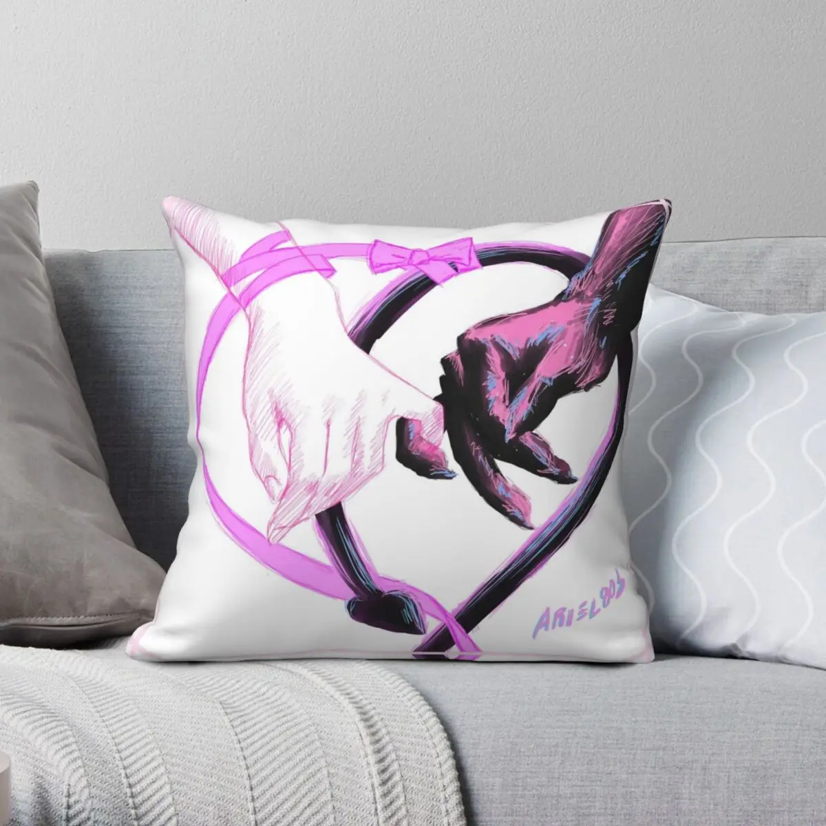 

DDLG Love Classic Square Pillowcase Polyester Linen Velvet Pattern Zip Decor Car Cushion Cover 45x45
