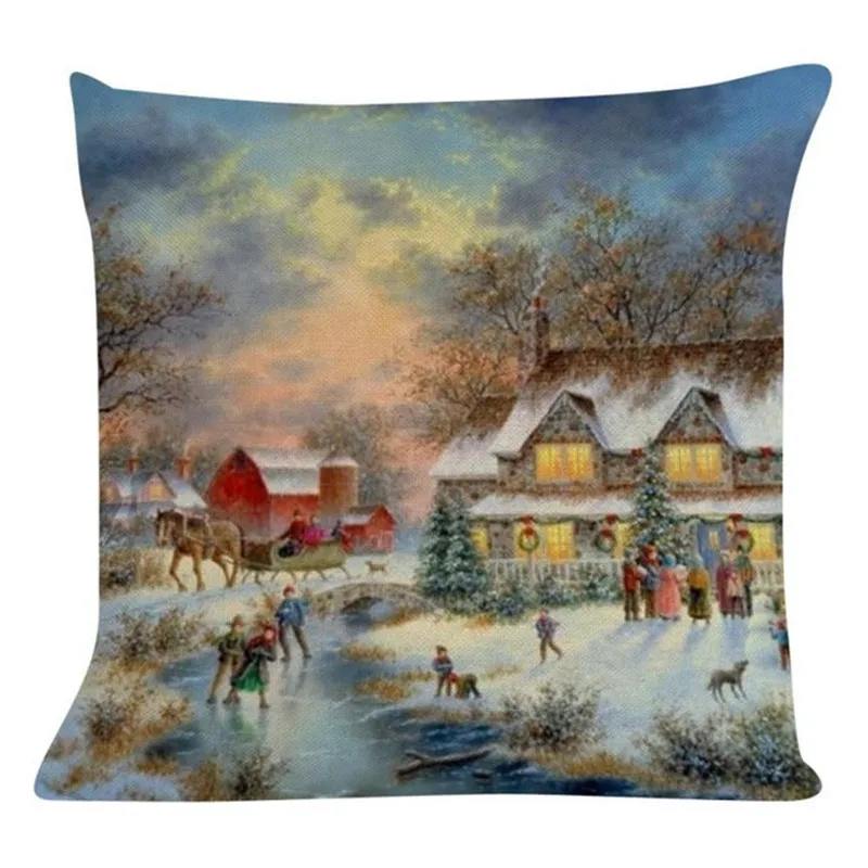 Merry Christmas Style Pattern Pillow Cases Square Sofa Throw Pillowcases Seat Cushion Covers Home Decor | Дом и сад