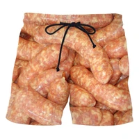 summer shorts quick drying sausage print men shorts wide leg all matched elastic waist drawstring cool shorts streetwear
