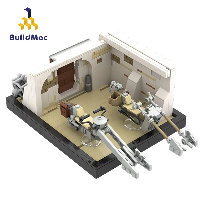 

BuildMoc City House Modular Space Wars Architecture Tatooine Building Blocks Movie Aircraft City Desert Village Toy For Children