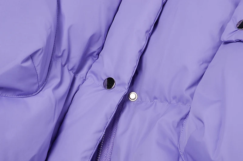 

Big Size Purple Warm Cotton-padded Coat Long Sleeve Loose Fit Women Parkas Fashion Tide New Autumn Winter 2021 1DD0634