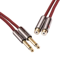audiophile audio cable dual 14%e2%80%9c 6 35 mm male to dual rca female sound mixer amplifier shielded ofc cable 1m 2m 3m 5m 8m 10m 12m