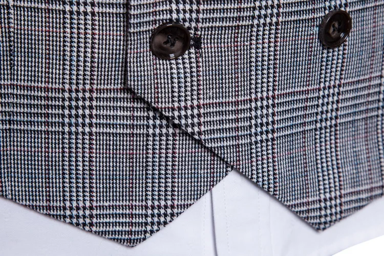

Free delivery wholesale summer new fashion Plaid suit waistcoat men's business waistcoat men slim fit suits Smart Casual