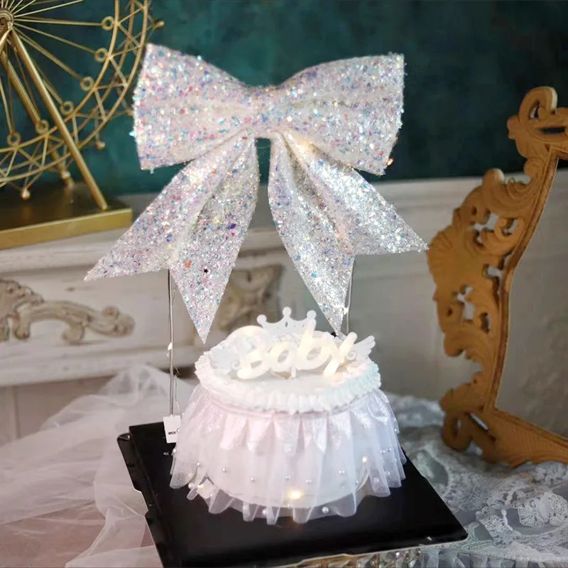 

Bowknot Cake Topper Decoration Anniversaire Mariage Wedding Cake Decoration Accessories Toppers Birthday Cakes Valentines Day