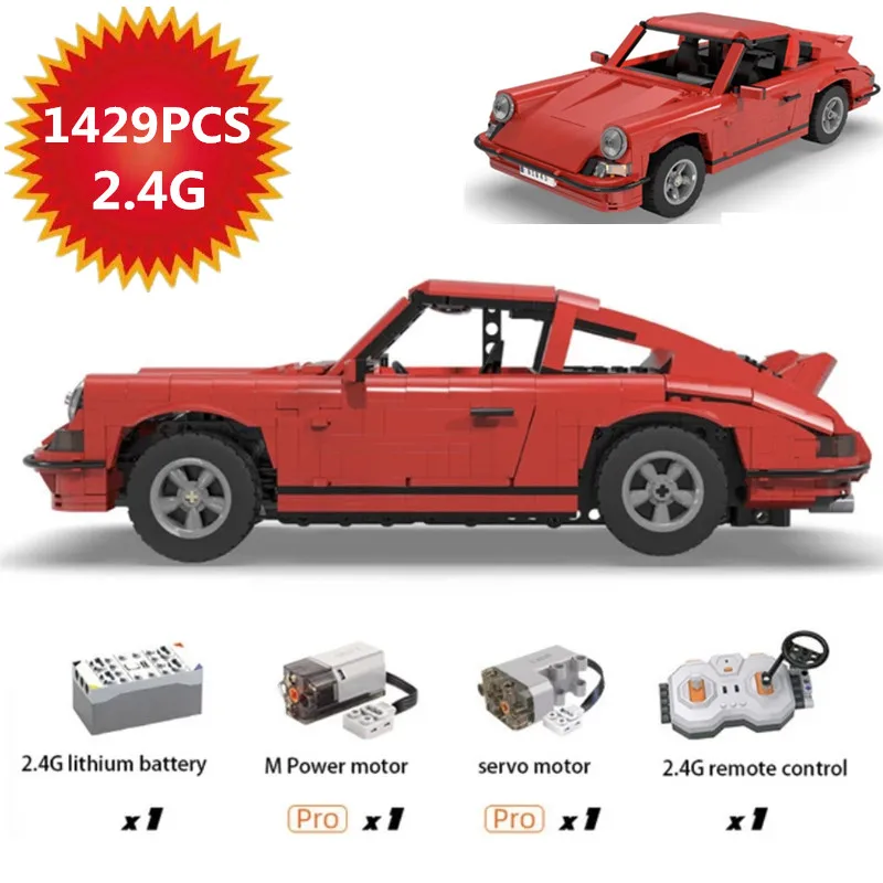 

2,4G Радиоуправляемый спортивный автомобиль с дистанционным управлением, 1429 шт., строительные блоки, модель, Классический конструктор, гоноч...