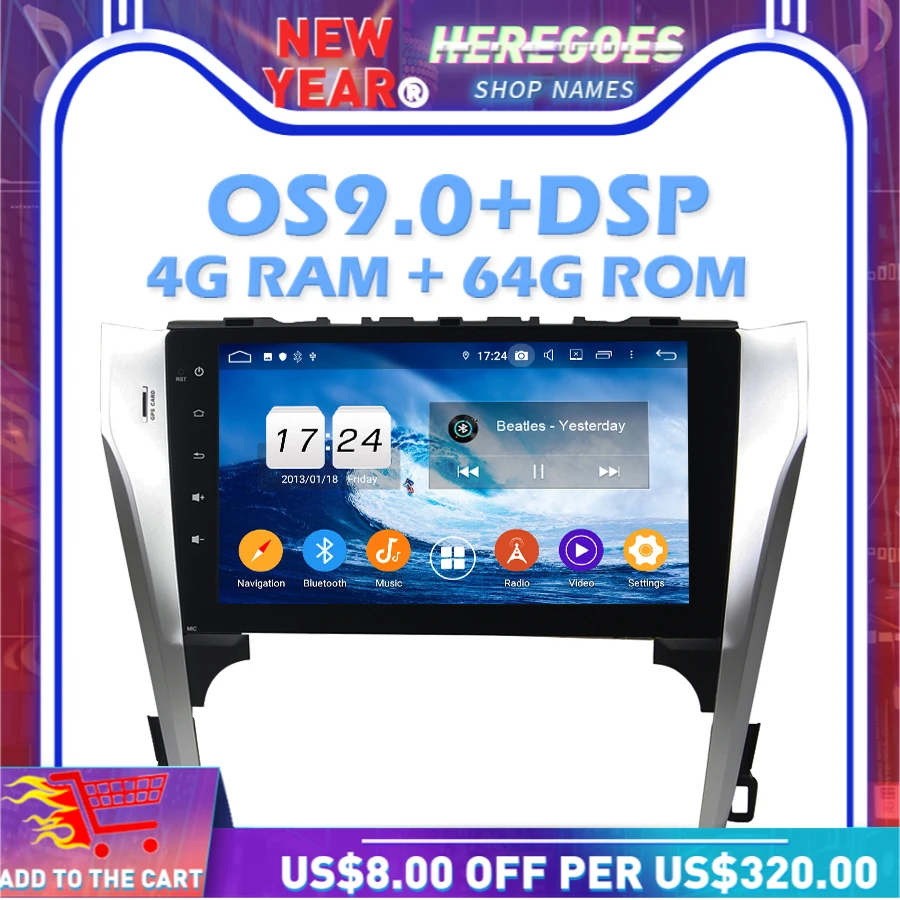 IPS DSP Android 10 0 4 Гб + 64 ROM 8 ядерный автомобильный dvd плеер Wifi Bluetooth 2 RDS радио GPS карта для