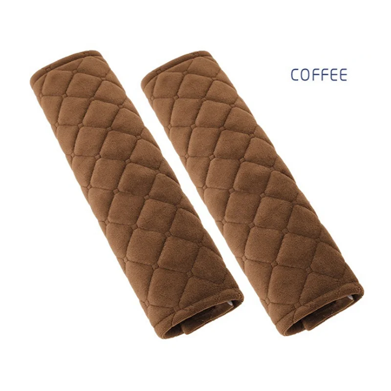 Coffee 2 шт., чехлы для ремней безопасности, мягкие бархатные автомобильные Наплечные накладки для взрослых, молодых детей-автомобиль, грузовик, внедорожник, самолет, камера, рюкзак, ремни - Название цвета: Coffee