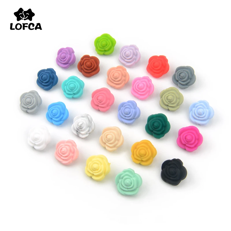 LOFCA 50 шт. двойное лицо силиконовые бусины в форме цветка розы для прорезывания