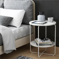 double layer side table living room simple sofa coffee table small bedside table round table corner table rack black white