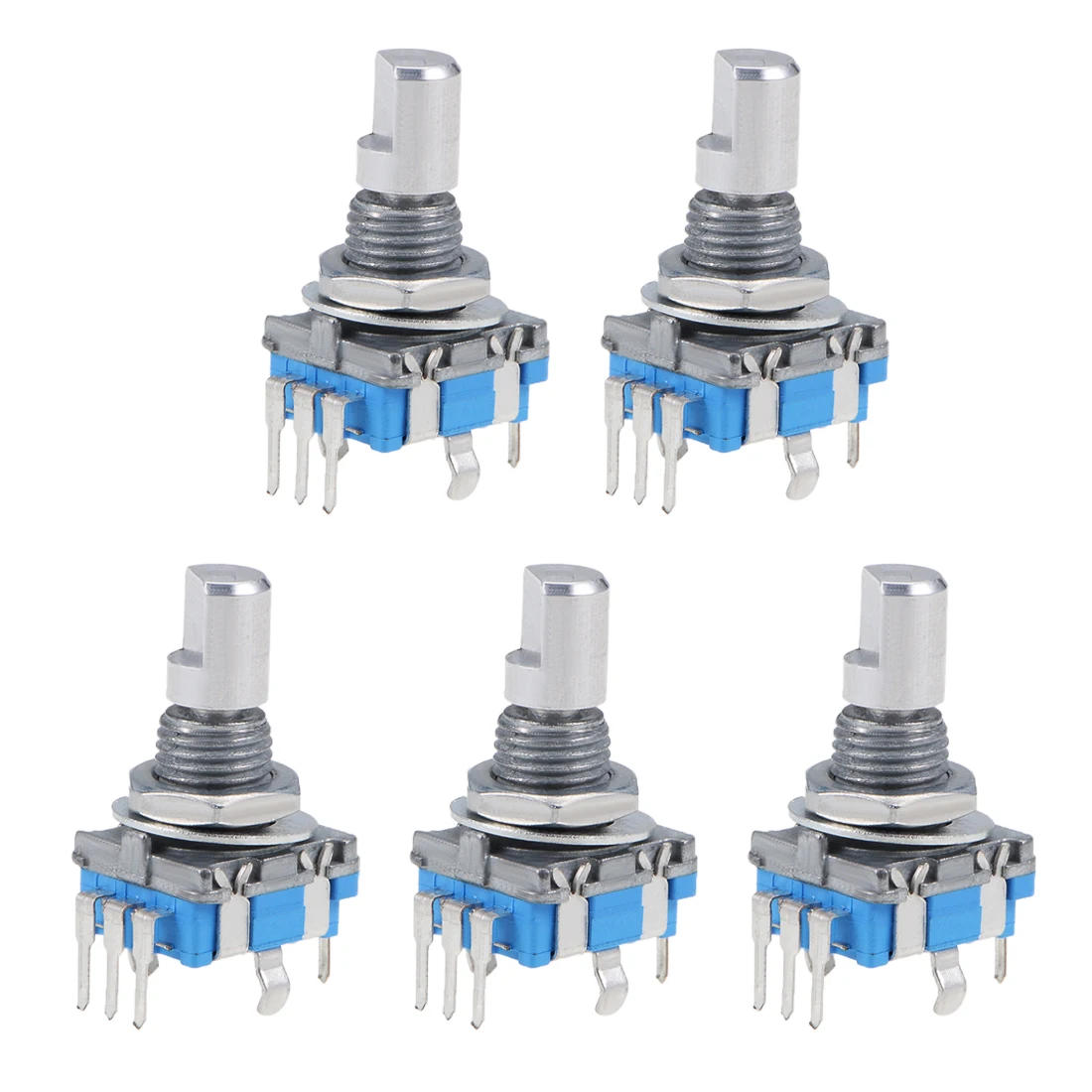 

uxcell 360 Degree Rotary Encoder Code Switch Digital Potentiometer EC11 7 Pins 15mm D-Shaft 5Pcs