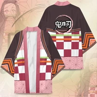 anime demon slayer kamado nezuko japanese kimono cosplay costumes haori women girl jacket cardigan cloak pajamas bathrobe coat