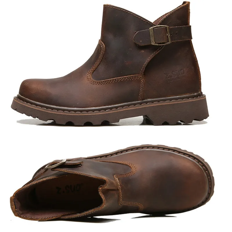 Мужские удобные ботинки из натуральной кожи коричневые повседневные для улицы