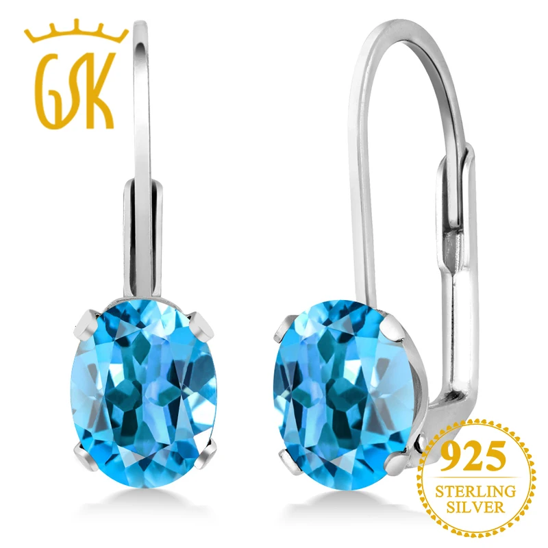 GemStoneKing 1 60 Ct Овальный натуральный голубой топаз драгоценный камень левербэк