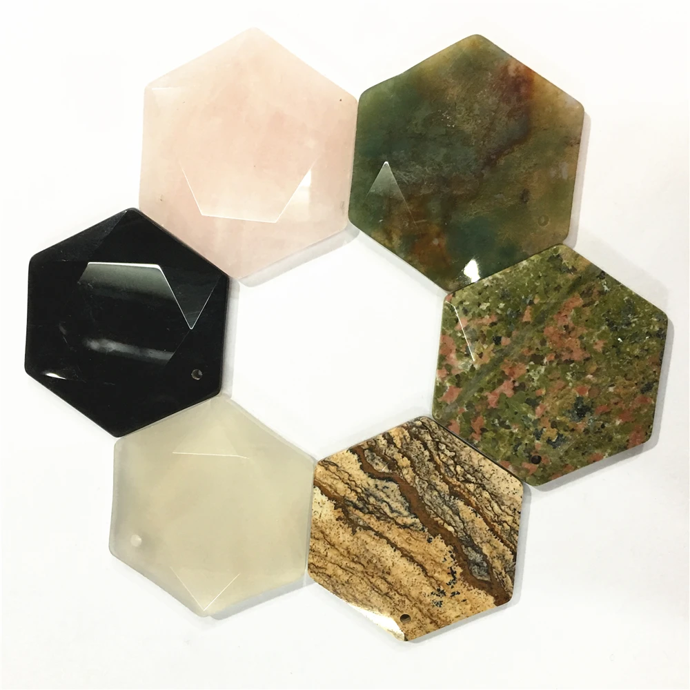 48*43 мм новые кубические шестиугольные подвески из натурального камня граненые