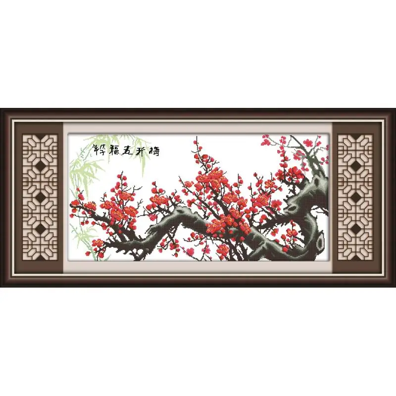 Наборы для вышивки крестиком Сливовый цветок цветущий с Blessings Joy Sunday Цветочная