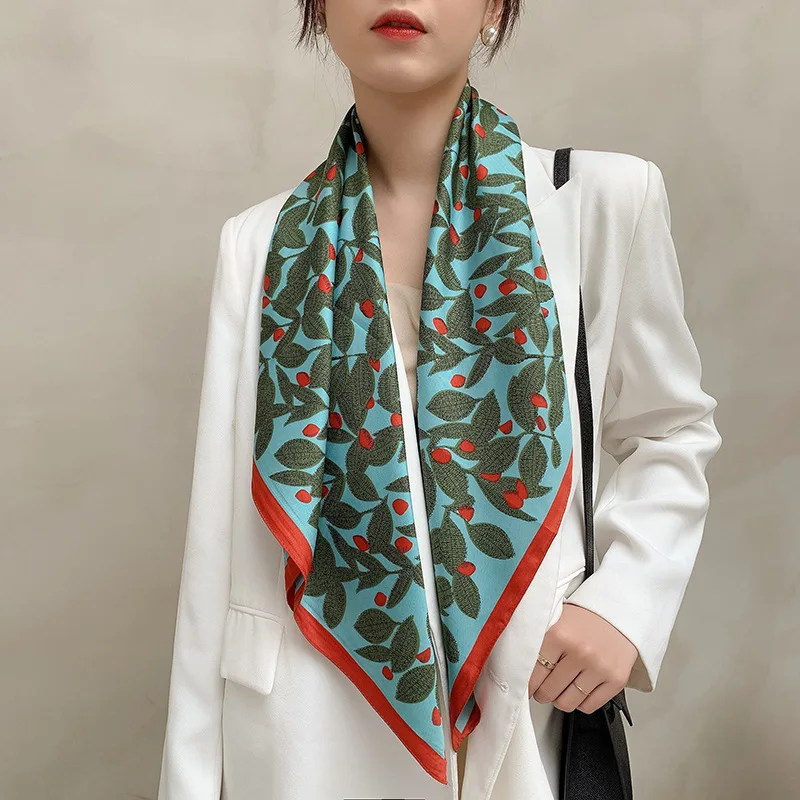 

2021 Silk scarf new spring women scarf quality shawl silk fashion scarf headscarf beach sunscreen bag headscarf scarf 90cm*90cm