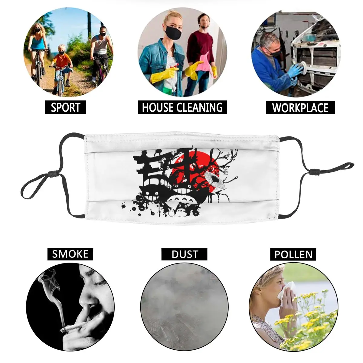 

Japan Spirits Reusable Mouth Face Mask Ghibli Studio Hayao Miyazaki Totoro Anti Dust Mask Protection Respirator Mouth Muffle