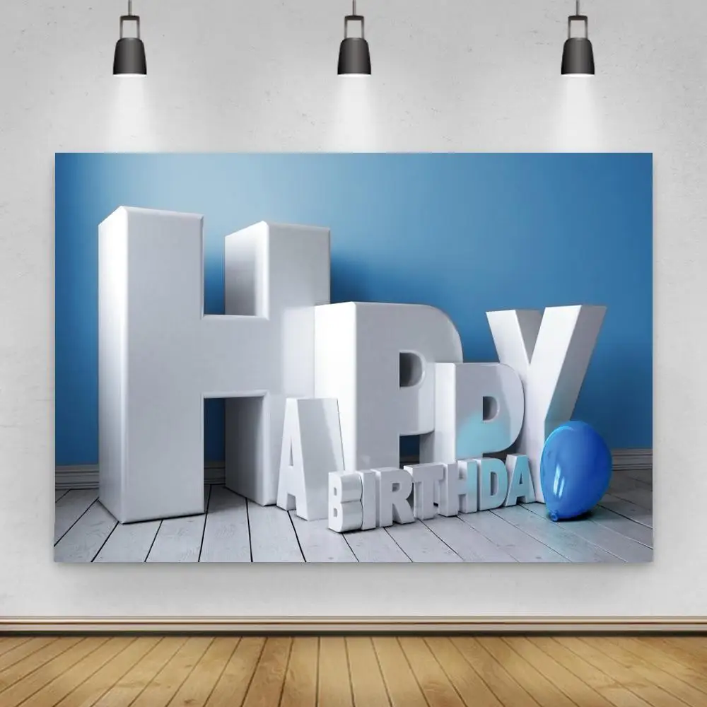 

3D Happy Birthday Alphabet Brick Decoration Wood Floor Backgrounds For Photo Decor Children Adult Celebration Backdrops