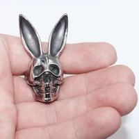 retro gothic rabbit ear skull ring fashion rock biker ball gift casual party ring