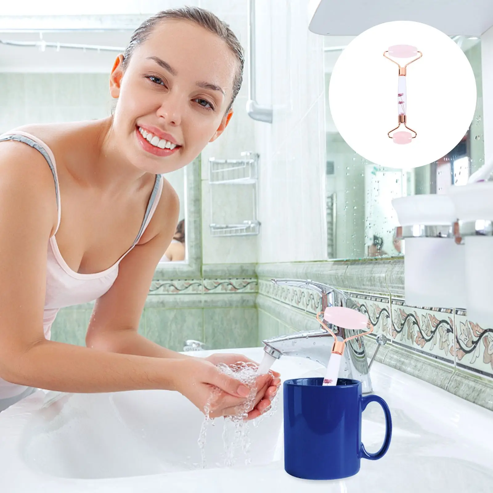 

1pc Chic Durable Portable Face Massage Roller Jade Roller Face Slimming Massager