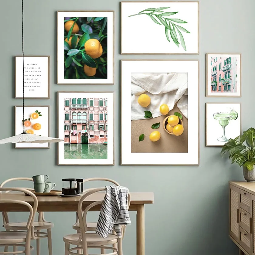 

House Orange Tree Leaf Lemon Landscape Wall Art Canvas Painting Nordic Posters And Prints Wall Pictures For Living Room Decor