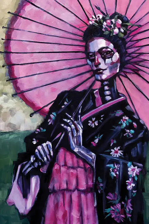 JMINE Div 5D Зонт череп Японская женщина полностью Алмазная краска наборы для вышивки