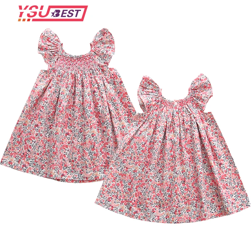 

2021, брендовая хлопковая летняя льняная одежда Ins, платье для маленьких девочек в европейском и американском стиле, платья для маленьких дево...