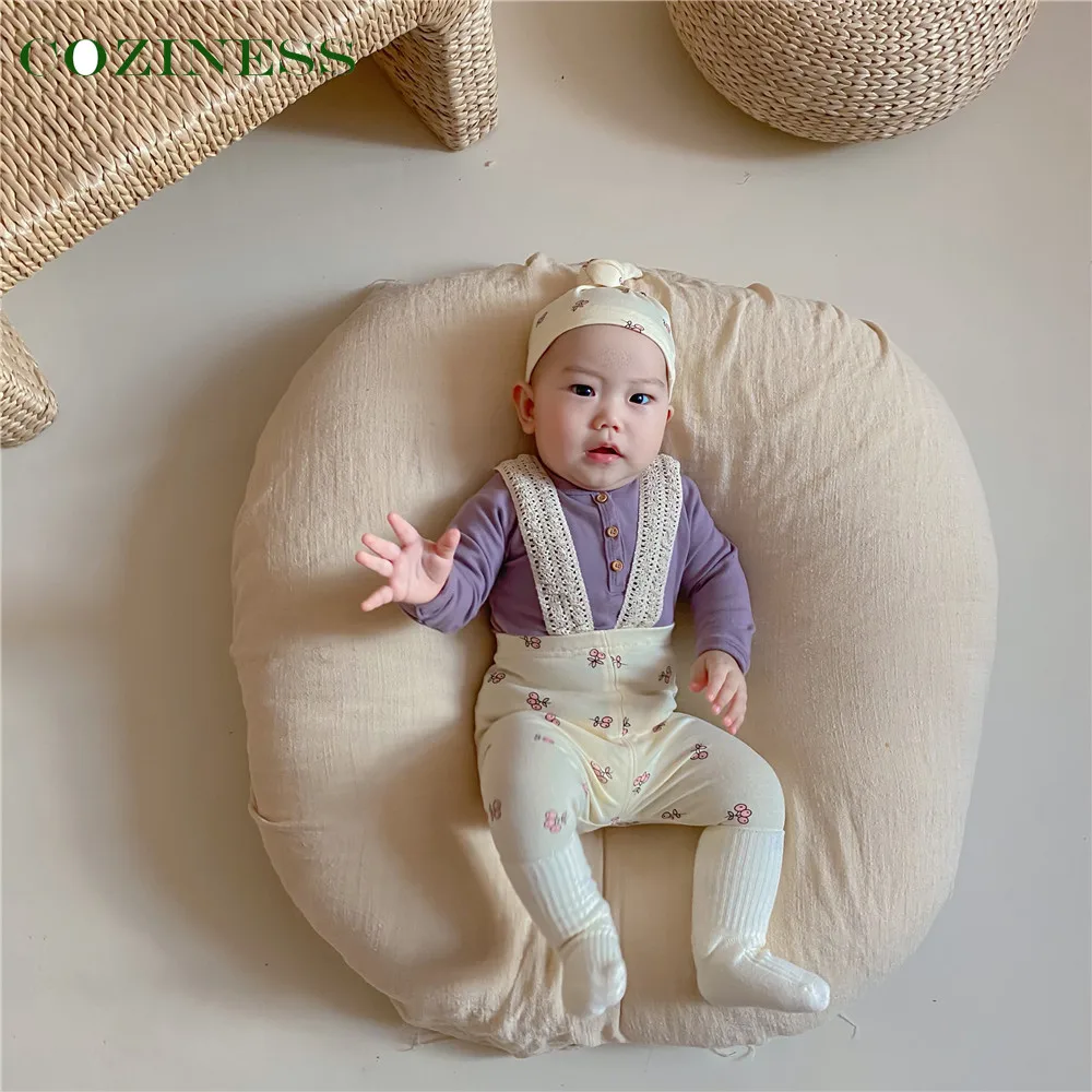 

COZINESS Baby Rompers Lace Little Blueberry Overalls With Pacifier Cap Home Travel Newborn Clothes Cute Girl kids Hot Jumpsuit
