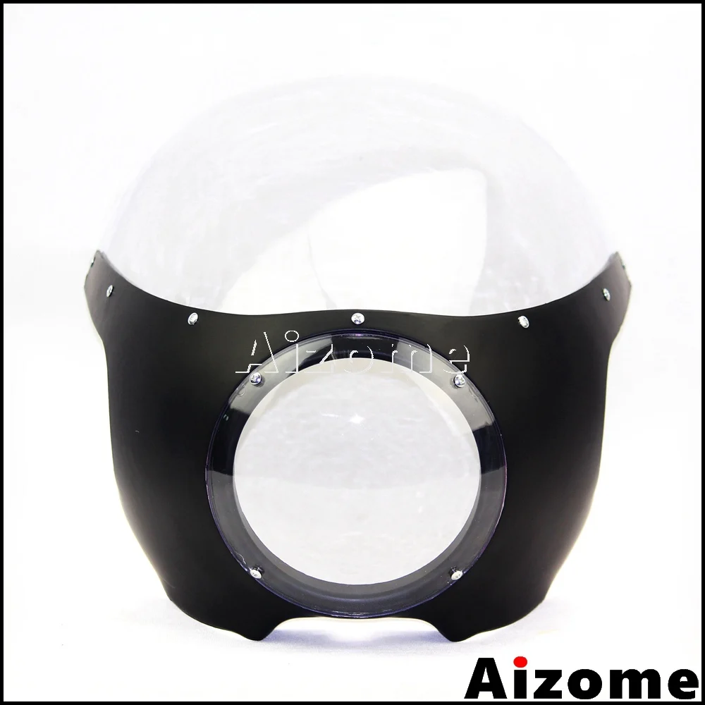 Matte Black Clear Матовый черный мотоциклетный 5-3/" головной светильник обтекатель передний светильник обтекатель ветрового стекла для Harley Sportster Dyna Кафе Racer Bobber - Цвет: Matte Black Clear