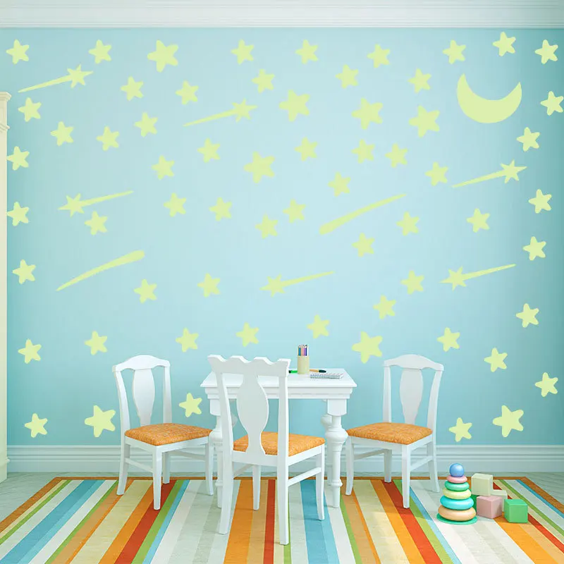 Фото 103 pcs Luminous stars meteor moon Wall Sticker for kids room living bedroom decoration decals Glow in the dark 3D Stickers Дом и сад 103 pcs Luminous stars meteor moon Wall Sticker for kids room living bedroom decoration decals Glow in the dark 3D Stickers Дом и сад