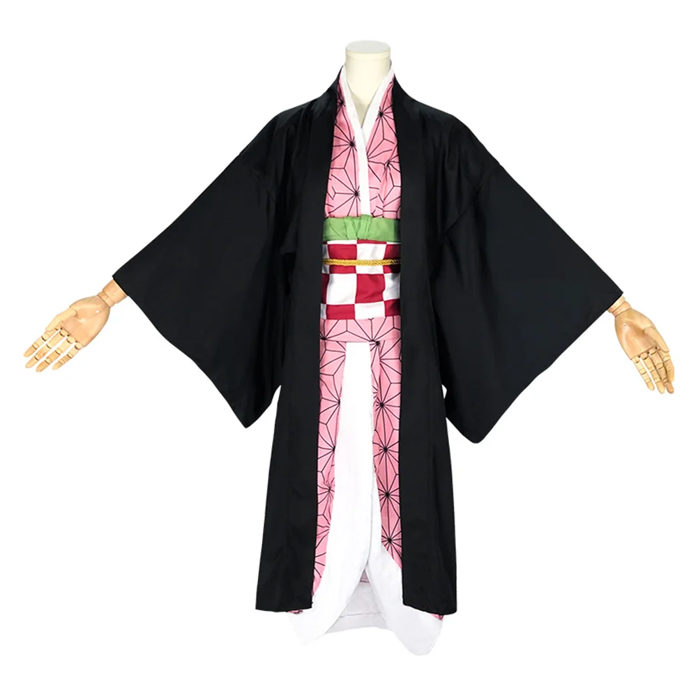 

Anime Demon Slayer Kamado Nezuko Cosplay Kimetsu no Yaiba Costume Kimono Uniform Clothes Props Set For Comic-Con Parties