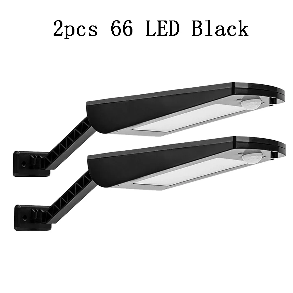 2pcs 66 LED Black 4pcs Solar Lamp 3 Modes Outdoor Waterproof 66 LED Solar Wall Light Adjustable Remote Control For Garden Yard Pathway Lamps - Испускаемый цвет: 2pcs 66 LED Black