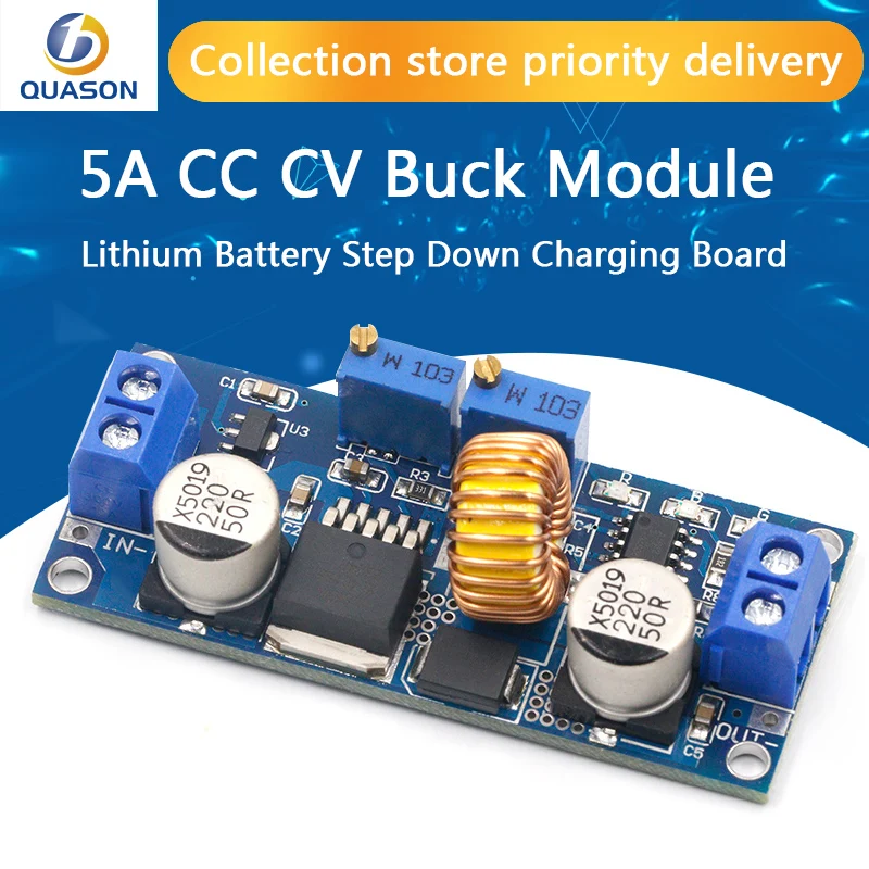 CC/CV 5A Lithium Charger Board XL4015 Adjustable 6-38V To 1.25-36V DC Step Down Power Supply Buck Module