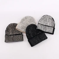 luxury rhinestones knit hat for women novelty glory beanie with all over stones ladies bling bling party club skullies hip hop