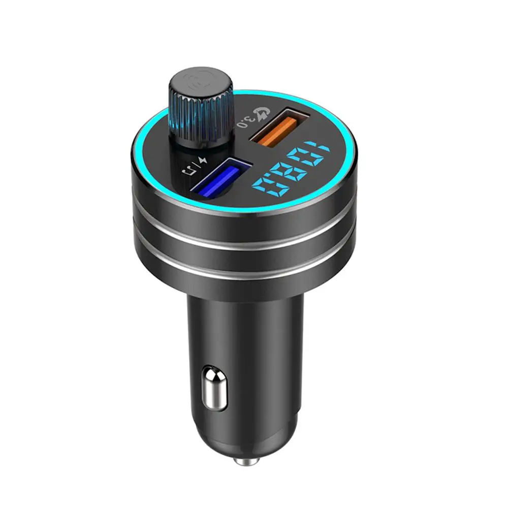 BLACK SRUIK, автомобильный fm-передатчик, Bluetooth 5,0, QC3.0, быстрая зарядка, fm-модулятор, музыкальный плеер, автомобильный комплект, радиопередатчик, светодиодный, с подсветкой - Название цвета: BLACK