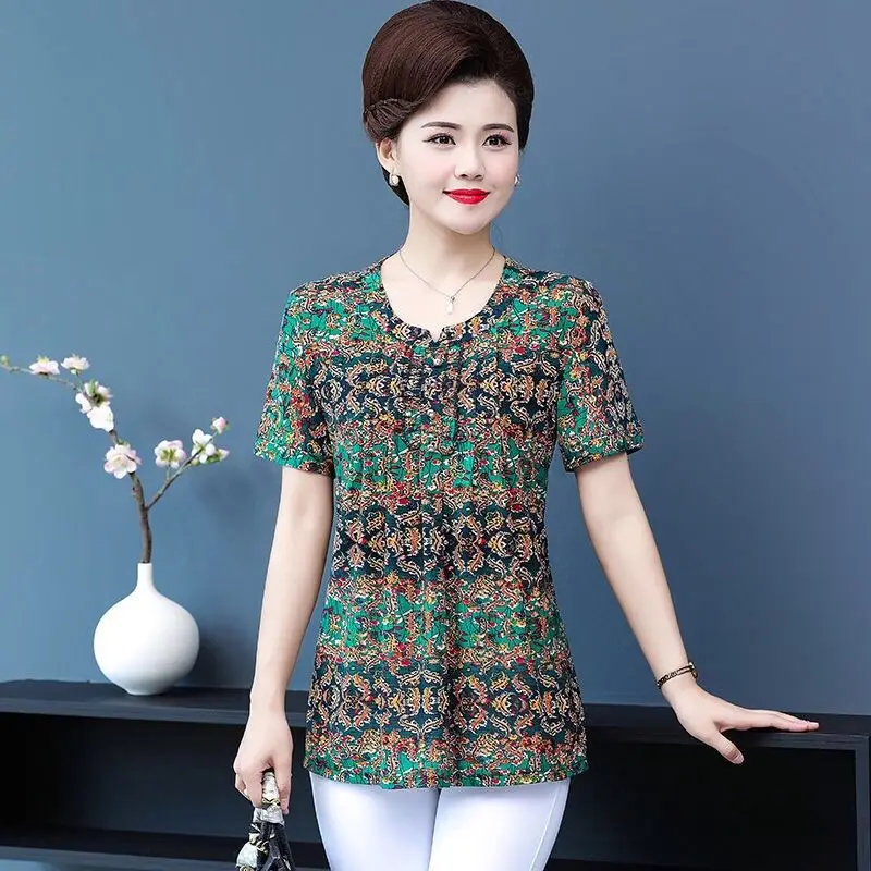 

Floral Chiffon Women Shirts Half Sleeve O-Neck Blouses Casual Femme Ladies Loose Summer Print Blusas Tops MM0782