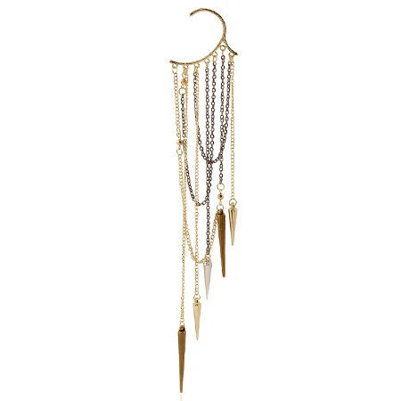 SHEEGIOR Boho Этнические серьги-клипсы для женщин, модные ювелирные изделия, золото, серебро, длинные кисточки, серьги-манжеты, Bijoux Femme, дропшиппинг - Окраска металла: 1 piece E0071G