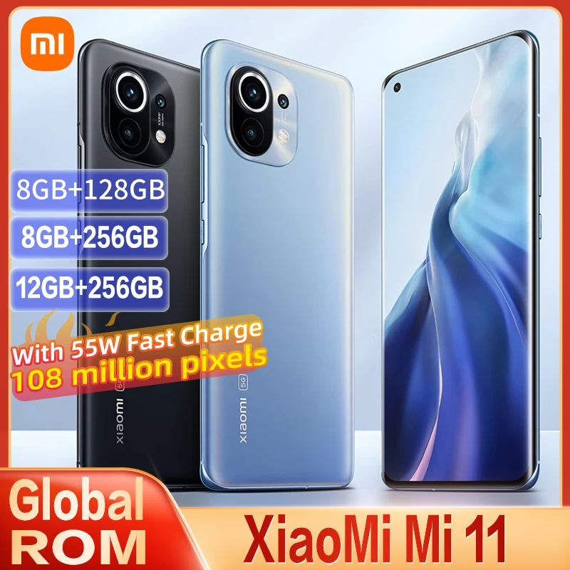 Xiaomi-teléfono inteligente Mi 11 5G ROM Global, Original, Snapdragon 888, cámara de 108MP, 55W, carga rápida, 4600mAh, NFC, Pantalla AMOLED de 120HZ