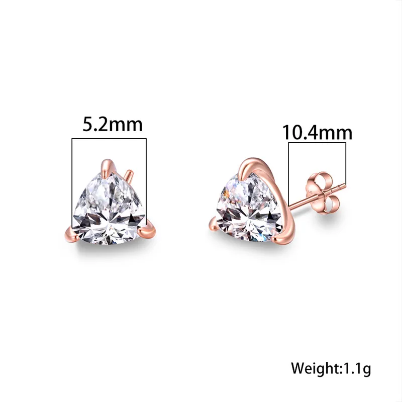 Милые женские маленькие треугольные серьги-гвоздики с кристаллами серьги из