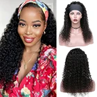 Парики из парик с головной повязкой натуральных волос глубокой волны для чернокожих женщин, без клея
