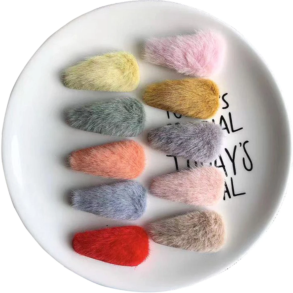 Красочные искусственные Плюшевые Пушистые Меховые детские заколки для волос с