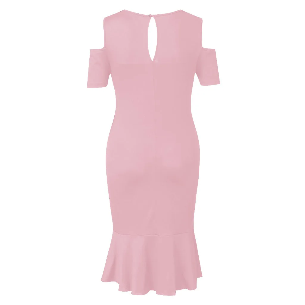 

2020 New Round neck ruffle dress Sexy strapless dress for pregnant women pink maternity dress pregnancy clothes P0632
