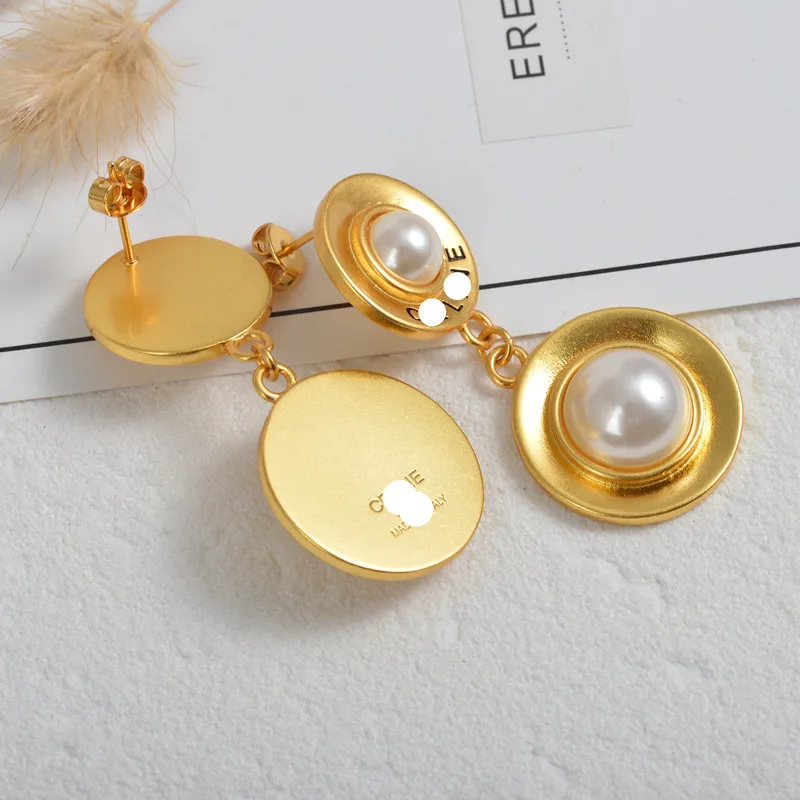

Frosted pearl earrings 2021 new trendy frosted golden circle earrings female niche frosted earrings