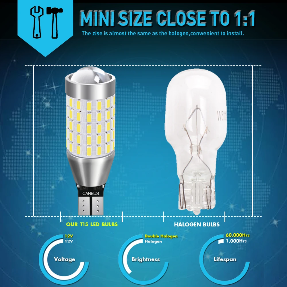 2X CANBUS автомобиля светодиодный W16W 921 T15 T16 87SMD 3014 Резервное копирование лампа фонарь