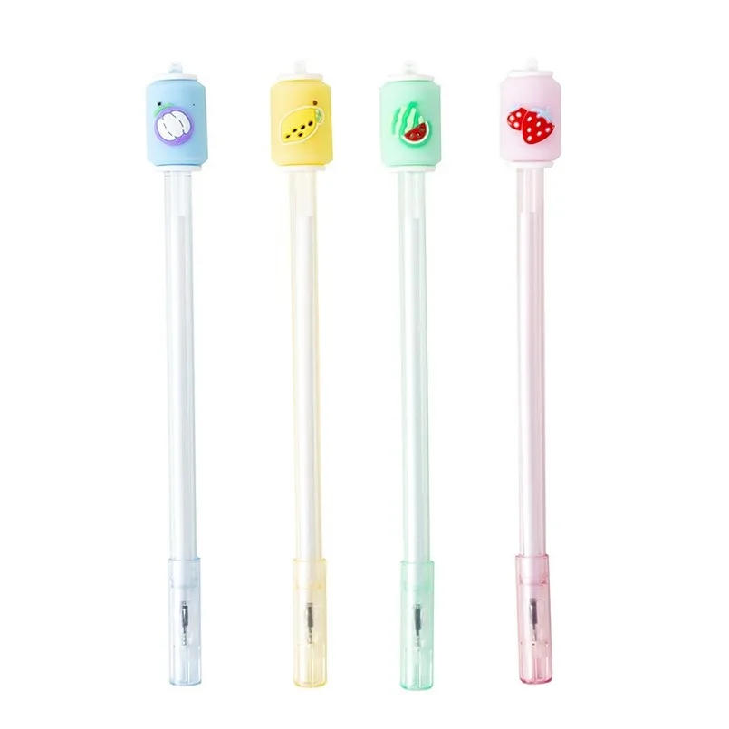 

Students Creative Fruit Soda Transparent Rod Pen Black 0.5mm Students Pen Wholesale