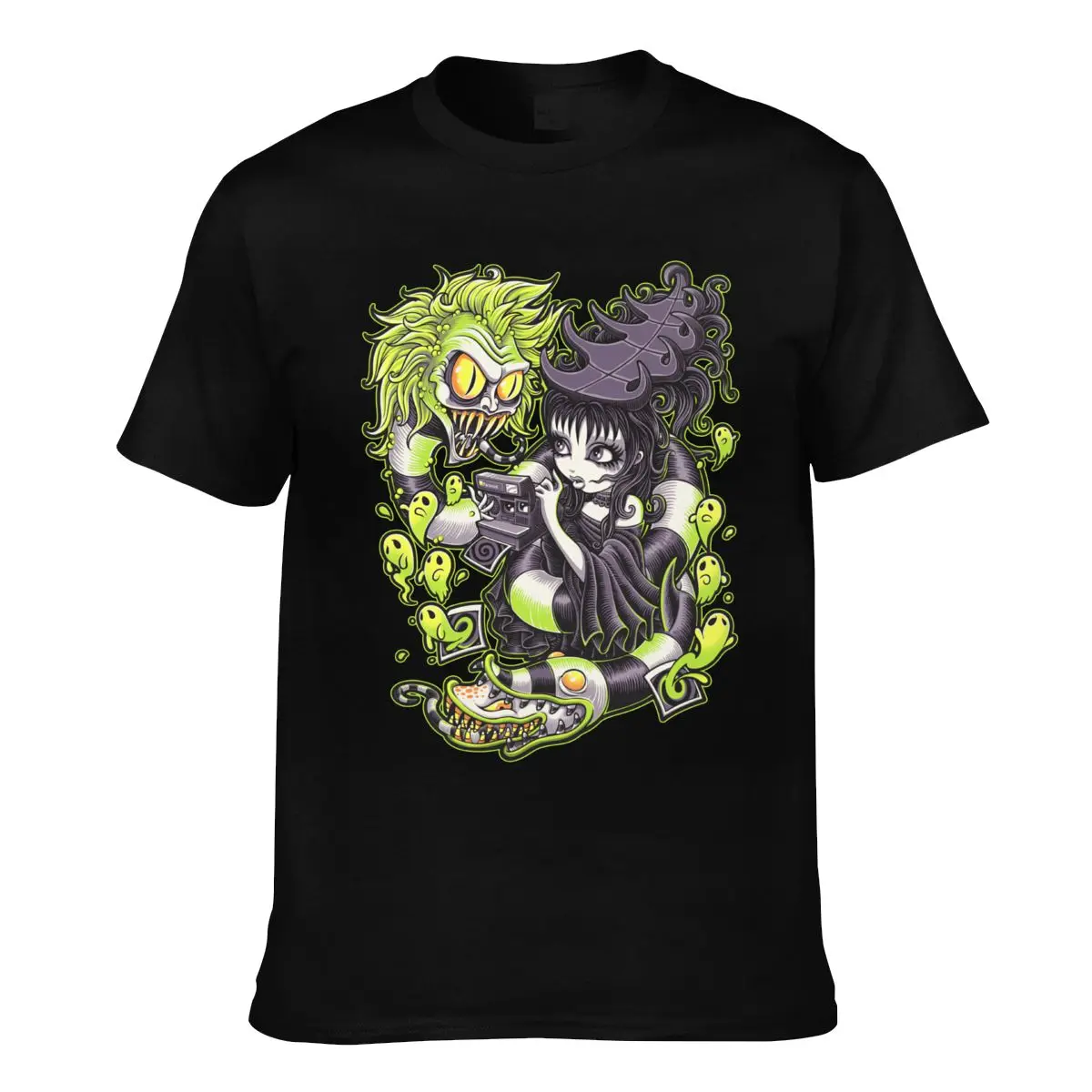 

Tim Burton Beetlejuice T Shirt Cult Horror Film Print 100 Percent Cotton T-Shirt Short Sleeve Cute Tshirt Men