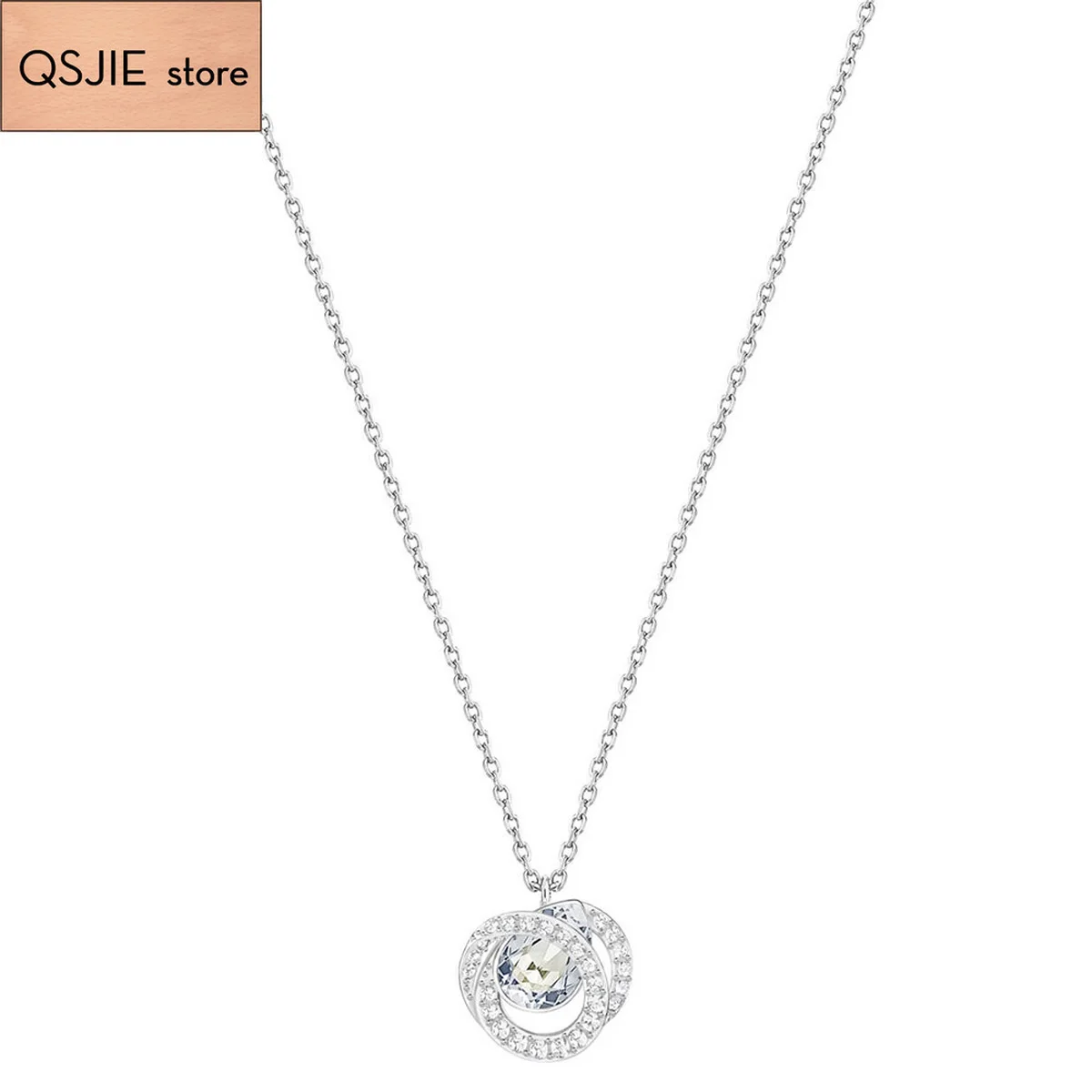 

High-Quality SWA New Type Of Spiral Heart-Shaped Pendant Clavicle Necklace Glamorous Fashion Jewelry