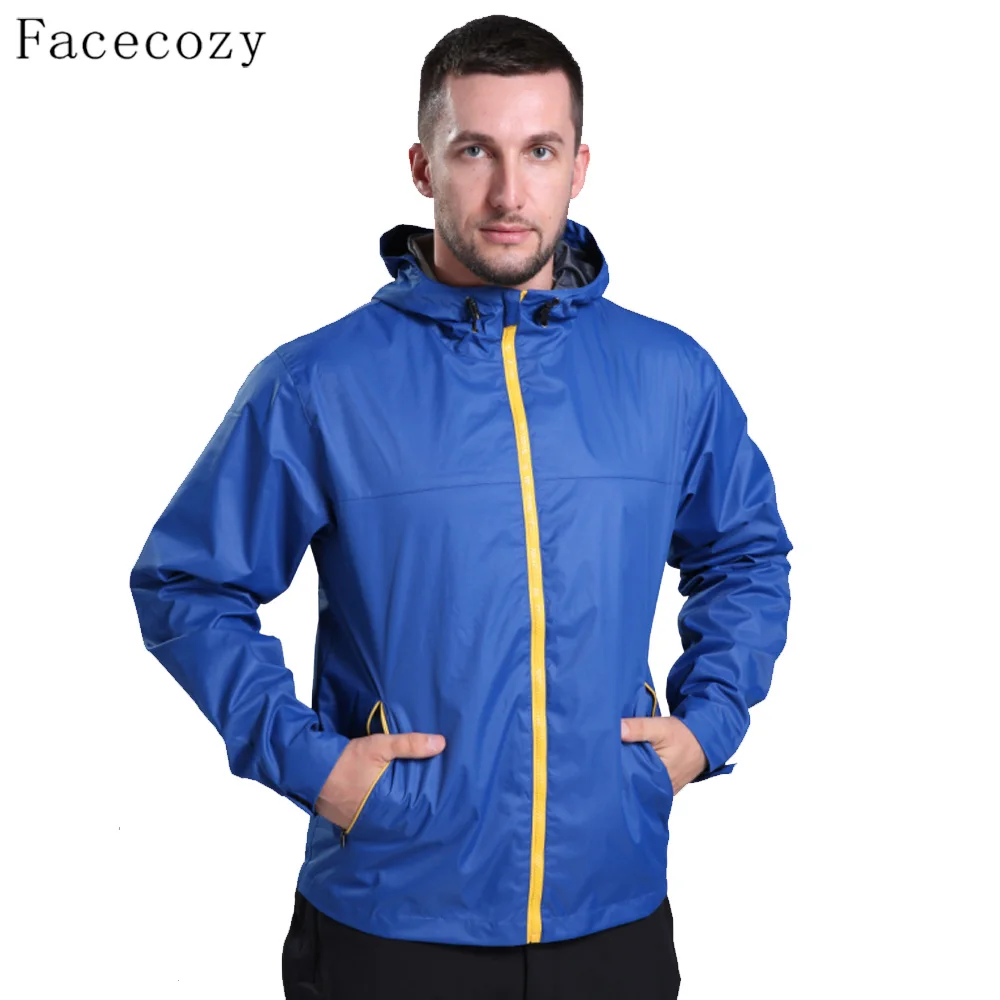 Мужская Осенняя дышащая куртка Facecozy на молнии с карманами однотонная