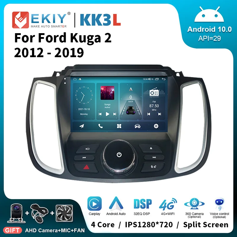 

EKIY KK3L Android стерео Автомагнитола для Ford Kuga 2 Escape 3 2012 - 2019 мультимедийный видеоплеер навигация GPS Carplay головное устройство