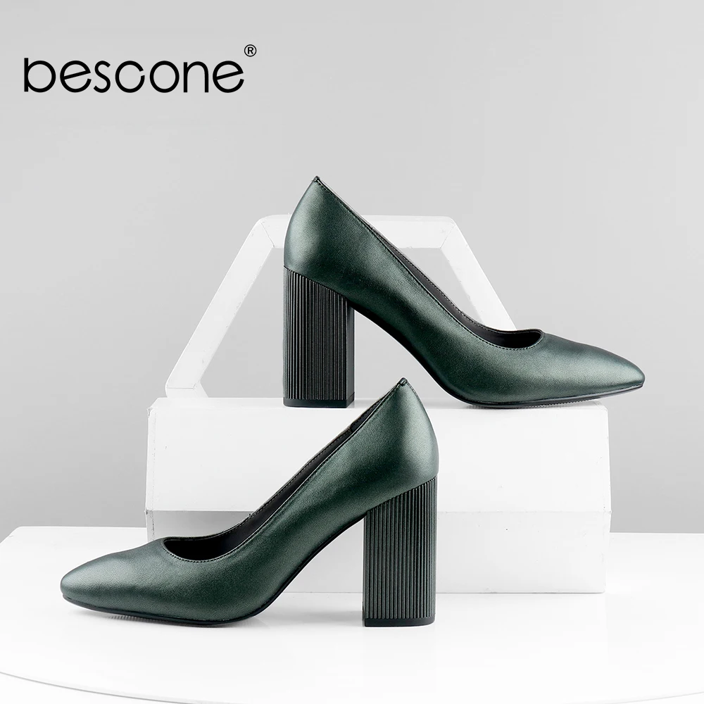 BESCONE/модные туфли лодочки зеленого цвета Высококачественная обувь из овечьей